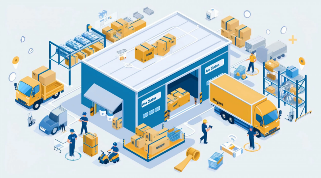 automated sorting system in warehouse